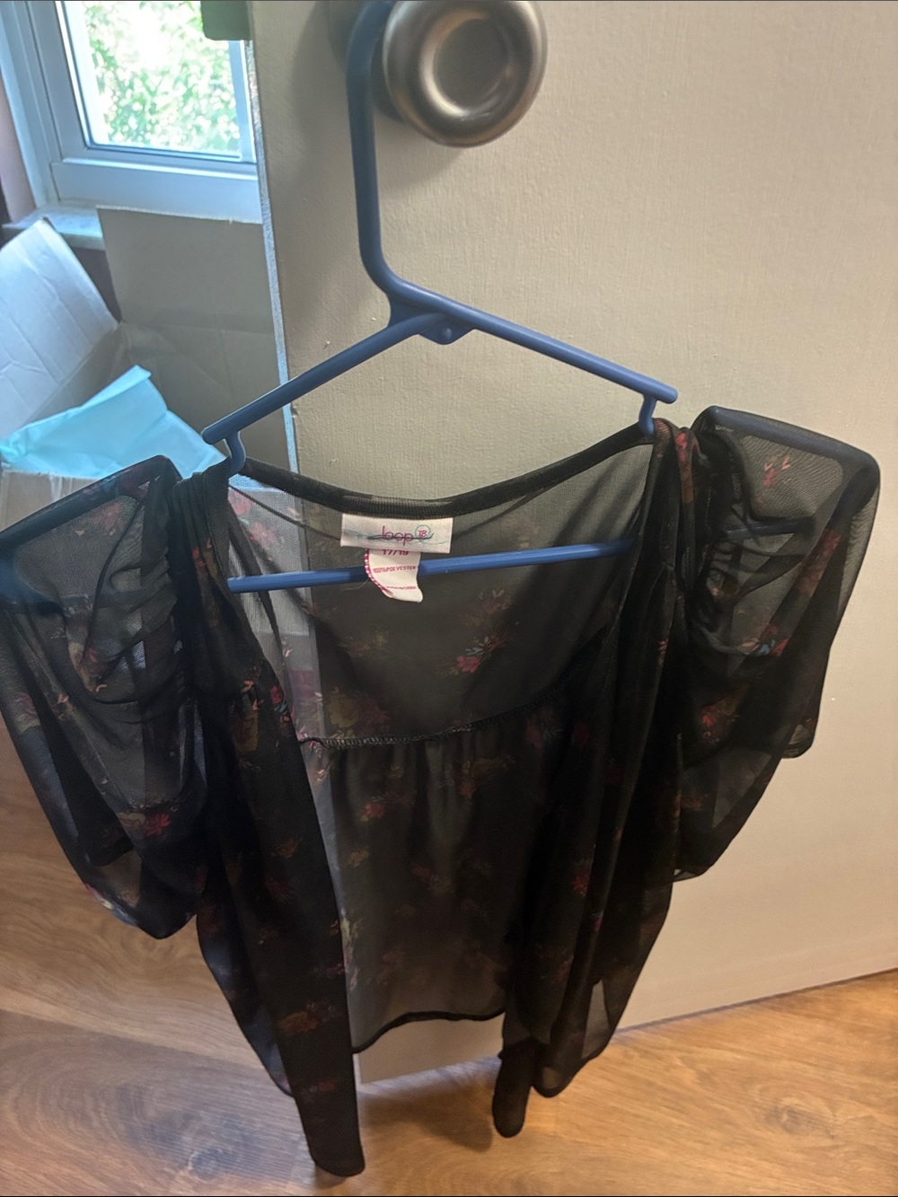 Sheer Black Floral Kimono top lightweight